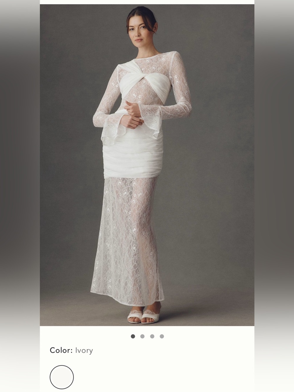 Elliatt Ivory Long Sleeve Lace Sheath Dress